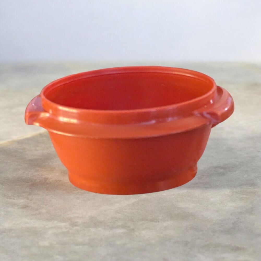 Vintage 5” Orange Tupperware Servalier Round Sugar Dip Bowl Container Storage